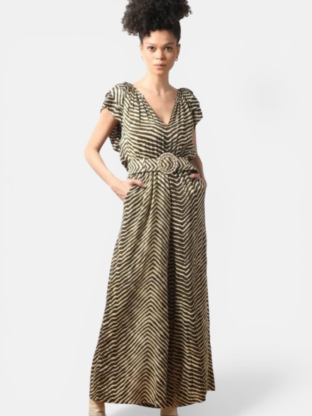 Ollari NY Anthropologie Alice Zebra Stripe Wide-Leg Jumpsuit w/ Belt Small (NWT)